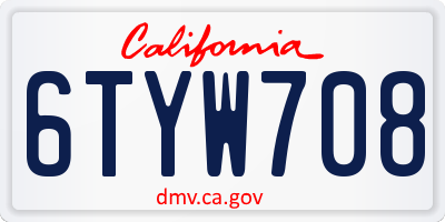 CA license plate 6TYW708