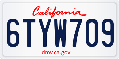 CA license plate 6TYW709