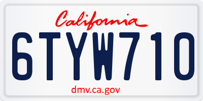 CA license plate 6TYW710