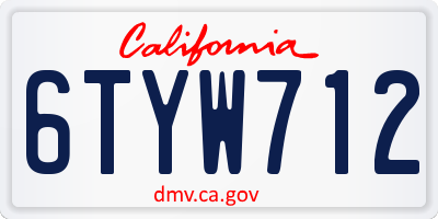 CA license plate 6TYW712
