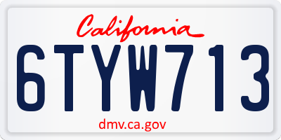 CA license plate 6TYW713