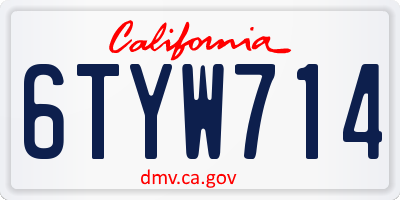 CA license plate 6TYW714