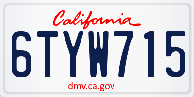 CA license plate 6TYW715
