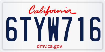 CA license plate 6TYW716