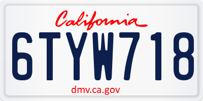 CA license plate 6TYW718