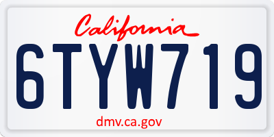 CA license plate 6TYW719