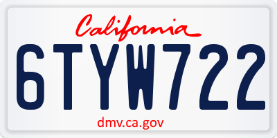 CA license plate 6TYW722