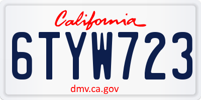 CA license plate 6TYW723