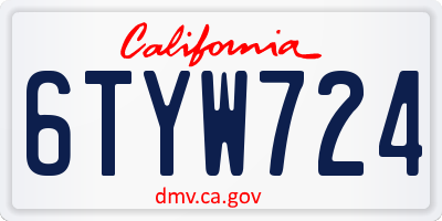 CA license plate 6TYW724