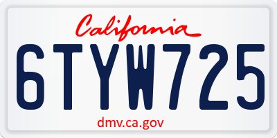 CA license plate 6TYW725