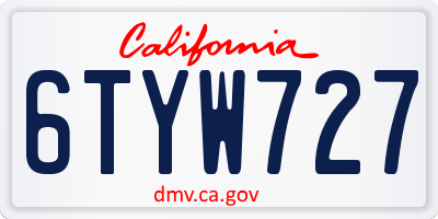 CA license plate 6TYW727