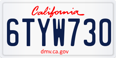 CA license plate 6TYW730