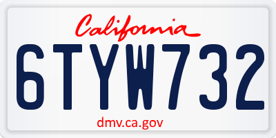 CA license plate 6TYW732