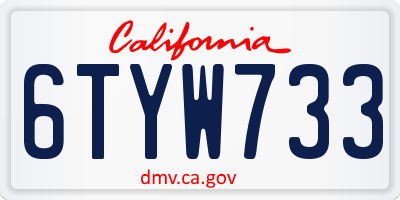 CA license plate 6TYW733