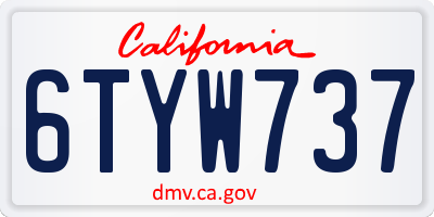 CA license plate 6TYW737