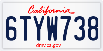 CA license plate 6TYW738