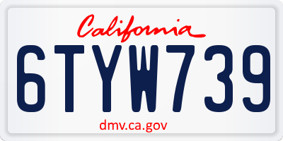 CA license plate 6TYW739
