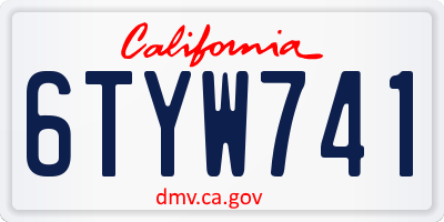CA license plate 6TYW741