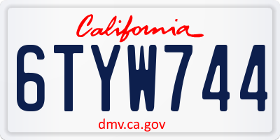 CA license plate 6TYW744