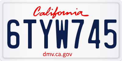 CA license plate 6TYW745