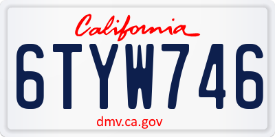 CA license plate 6TYW746