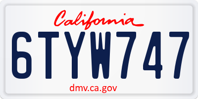 CA license plate 6TYW747