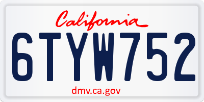 CA license plate 6TYW752