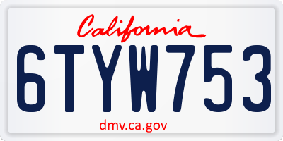CA license plate 6TYW753
