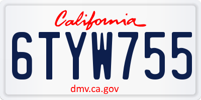 CA license plate 6TYW755