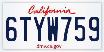 CA license plate 6TYW759