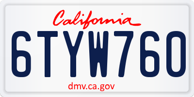 CA license plate 6TYW760