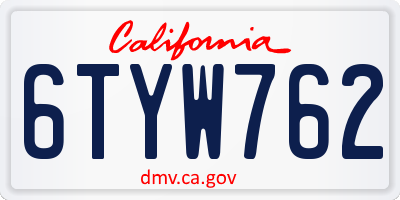 CA license plate 6TYW762