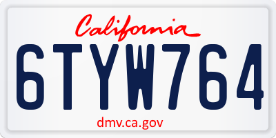 CA license plate 6TYW764