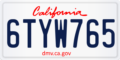 CA license plate 6TYW765