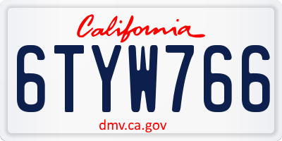 CA license plate 6TYW766