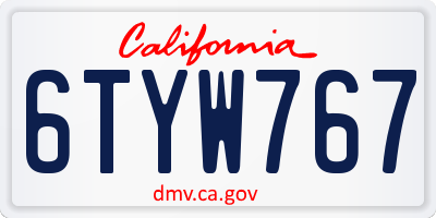 CA license plate 6TYW767