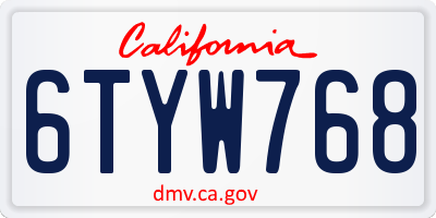 CA license plate 6TYW768