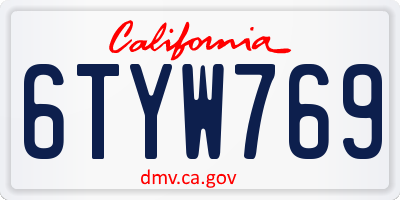 CA license plate 6TYW769