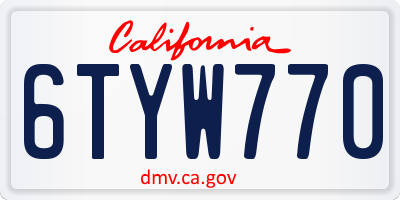 CA license plate 6TYW770