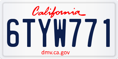 CA license plate 6TYW771