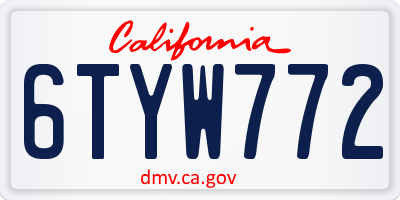 CA license plate 6TYW772