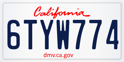 CA license plate 6TYW774