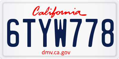 CA license plate 6TYW778