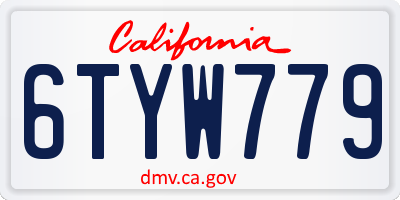 CA license plate 6TYW779