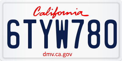 CA license plate 6TYW780