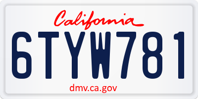 CA license plate 6TYW781