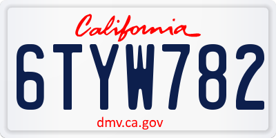 CA license plate 6TYW782