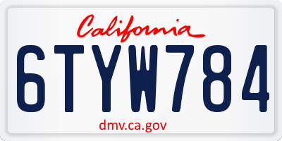 CA license plate 6TYW784