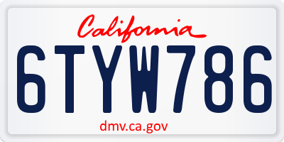 CA license plate 6TYW786