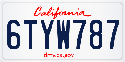 CA license plate 6TYW787